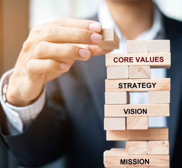 Illustration showing our core values on the homepage