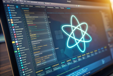 Illustration showing React.js frontend development